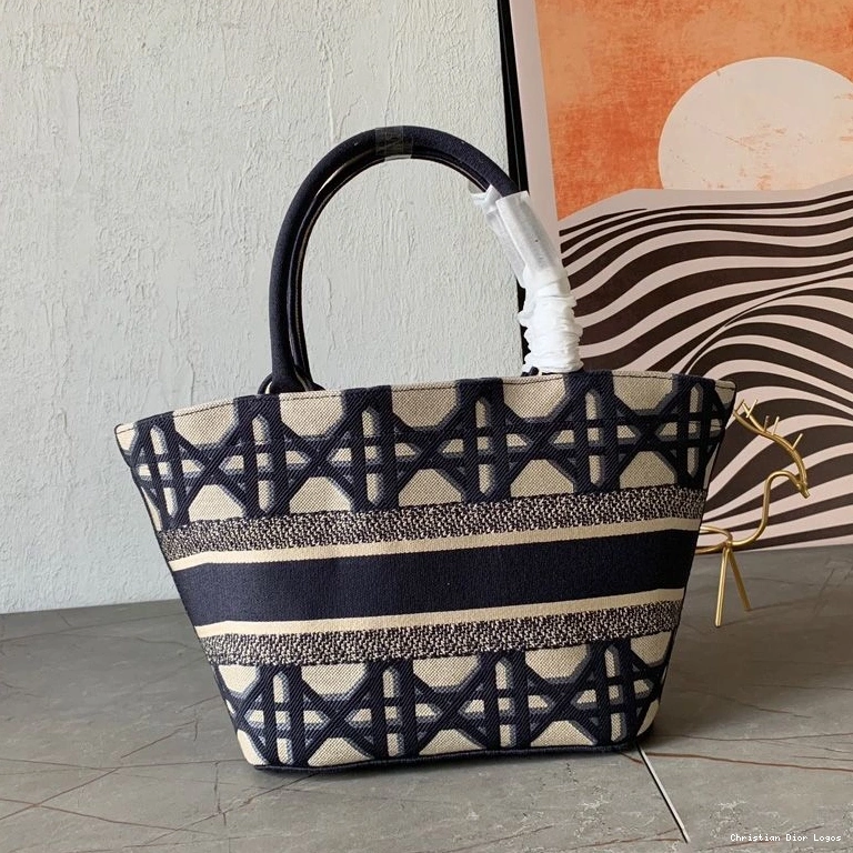 Cheap Canvas Motif Basket Hat Bag Blue Macrocannage Dior Christian 0730 Luxury